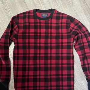 Polo by Ralph Lauren Red and Black Checkered Crewneck Sweater